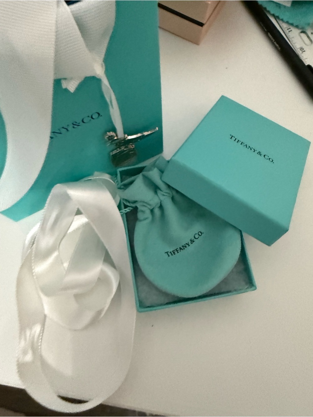Tiffany & Co. Bird on a Rock Ornament Bag Charm Novelty Limited Edition Blue Bag - Picture 6 of 6